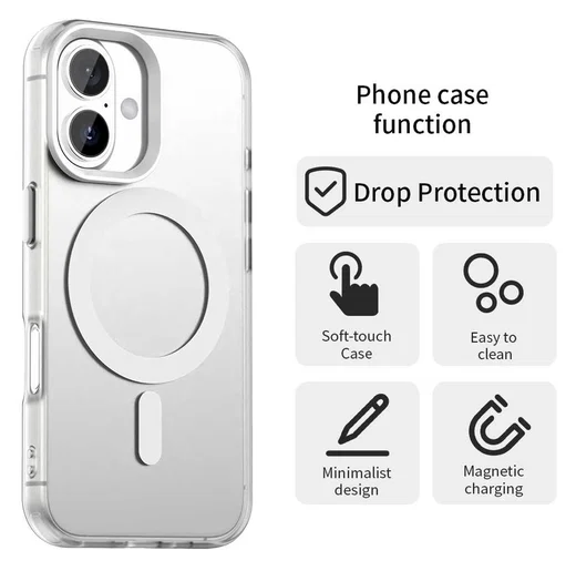 Apple iPhone 17 Hoesje MagSafe Backcover Semi-Transparant & Wit afbeelding 8