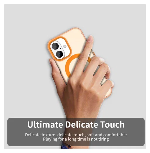 Apple iPhone 17 Hoesje MagSafe Backcover Semi-Transparant & Oranje afbeelding 8
