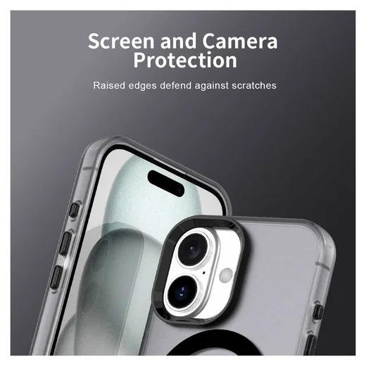 Apple iPhone 17 Hoesje MagSafe Backcover Semi-Transparant & Zwart afbeelding 6