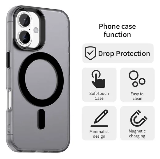 Apple iPhone 17 Hoesje MagSafe Backcover Semi-Transparant & Zwart afbeelding 8