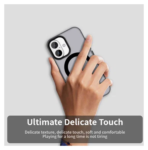 Apple iPhone 17 Hoesje MagSafe Backcover Semi-Transparant & Zwart afbeelding 10