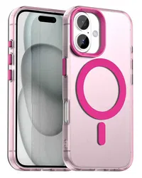 Apple iPhone 17 Hoesje MagSafe Backcover Semi-Transparant & Roze afbeelding