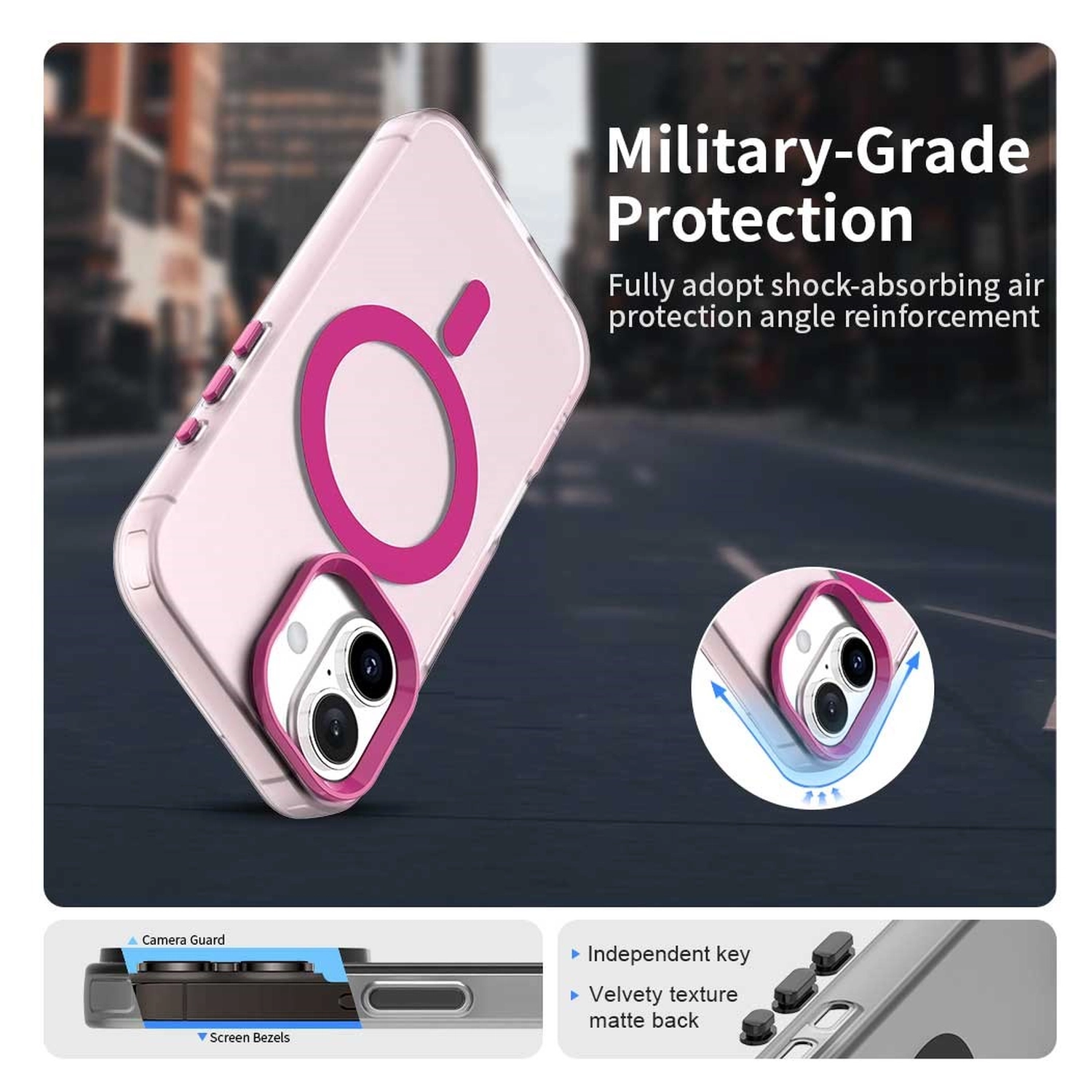 Apple iPhone 17 Hoesje MagSafe Backcover Semi-Transparant & Roze afbeelding 2