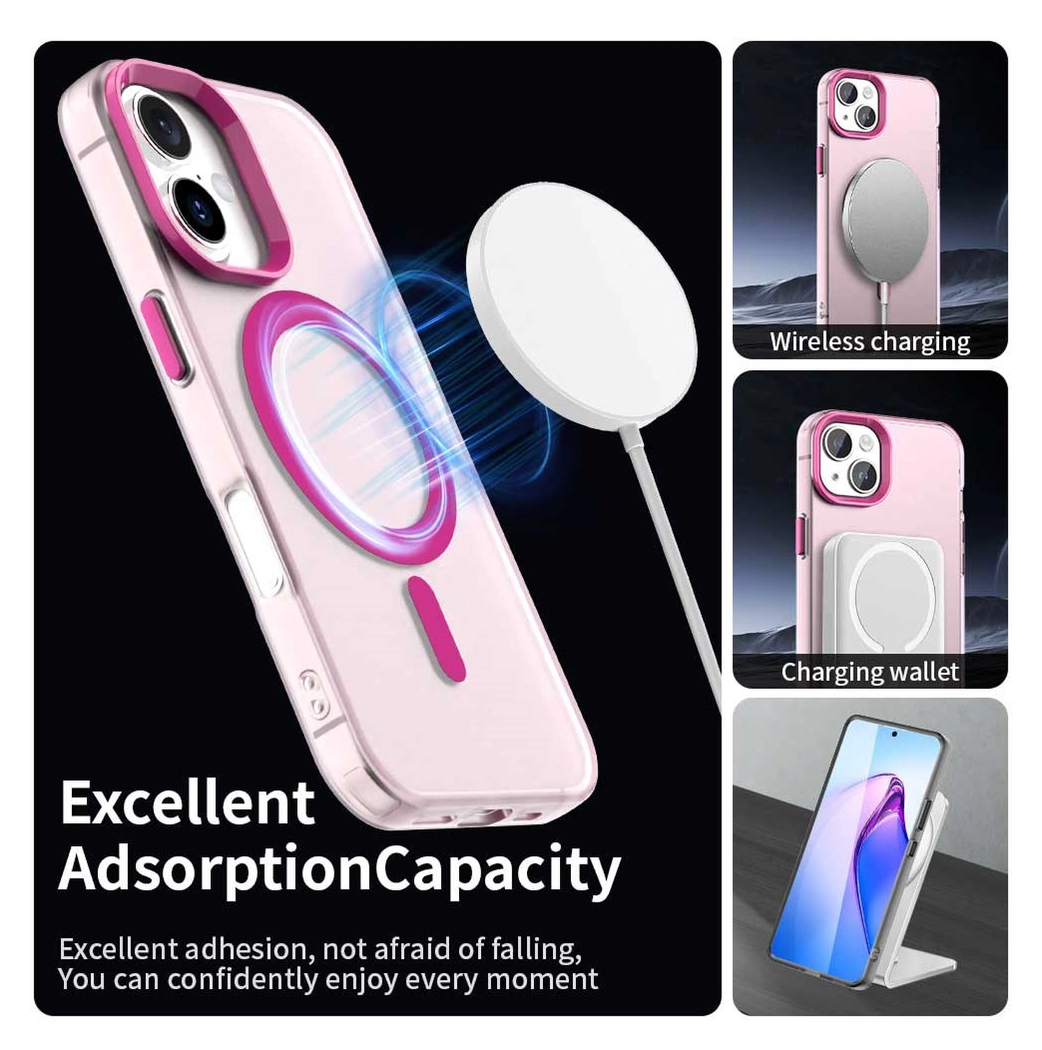 Apple iPhone 17 Hoesje MagSafe Backcover Semi-Transparant & Roze afbeelding 5