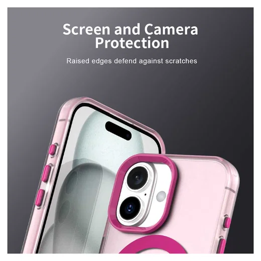 Apple iPhone 17 Hoesje MagSafe Backcover Semi-Transparant & Roze afbeelding 6