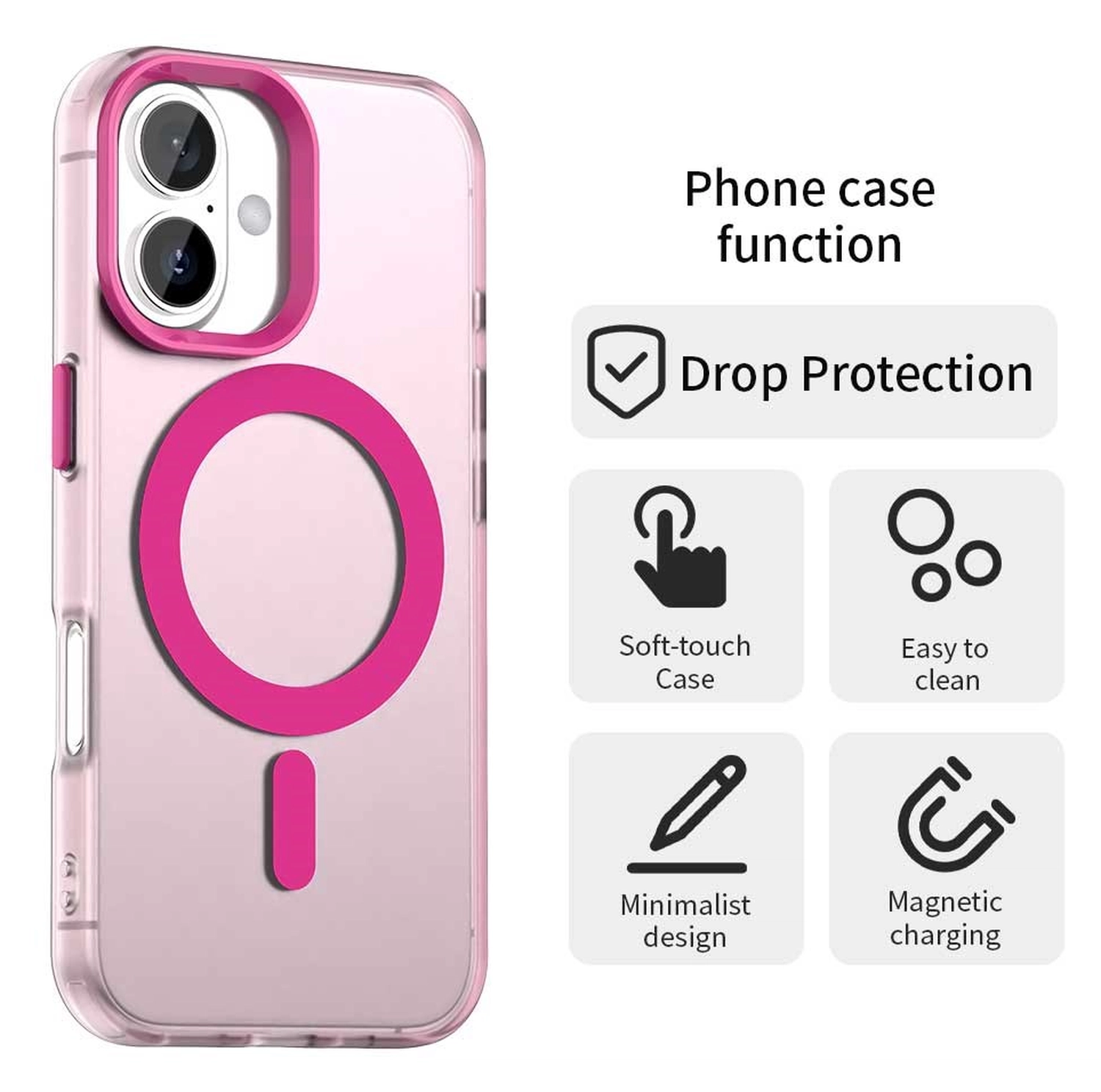 Apple iPhone 17 Hoesje MagSafe Backcover Semi-Transparant & Roze afbeelding 8