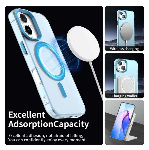 Apple iPhone 17 Hoesje MagSafe Backcover Semi-Transparant & Blauw afbeelding 5