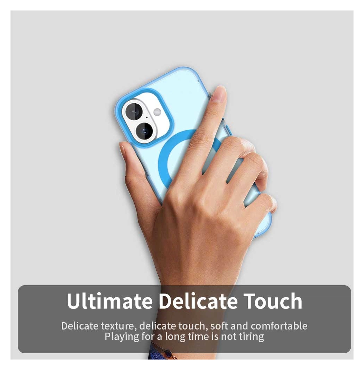 Apple iPhone 17 Hoesje MagSafe Backcover Semi-Transparant & Blauw afbeelding 8