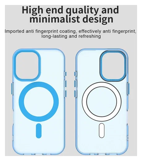 Apple iPhone 17 Hoesje MagSafe Backcover Semi-Transparant & Blauw afbeelding 9