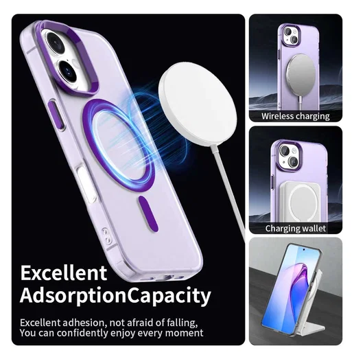 Apple iPhone 17 Hoesje MagSafe Backcover Semi-Transparant & Paars afbeelding 5