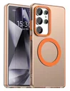 Samsung Galaxy S25 Ultra Hoesje MagSafe Backcover Semi-Transparant & Oranje