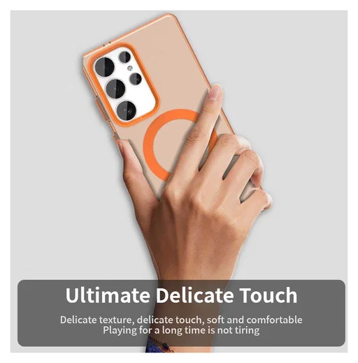 Samsung Galaxy S25 Ultra Hoesje MagSafe Backcover Semi-Transparant & Oranje afbeelding 9