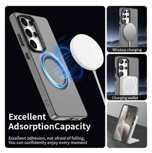 Samsung Galaxy S25 Ultra Hoesje MagSafe Backcover Semi-Transparant & Zwart afbeelding 4