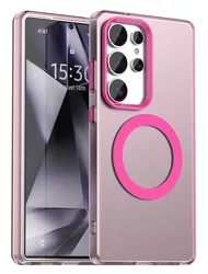Samsung Galaxy S25 Ultra Hoesje MagSafe Backcover Semi-Transparant & Roze afbeelding