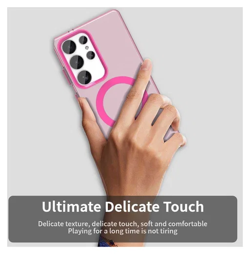Samsung Galaxy S25 Ultra Hoesje MagSafe Backcover Semi-Transparant & Roze afbeelding 9