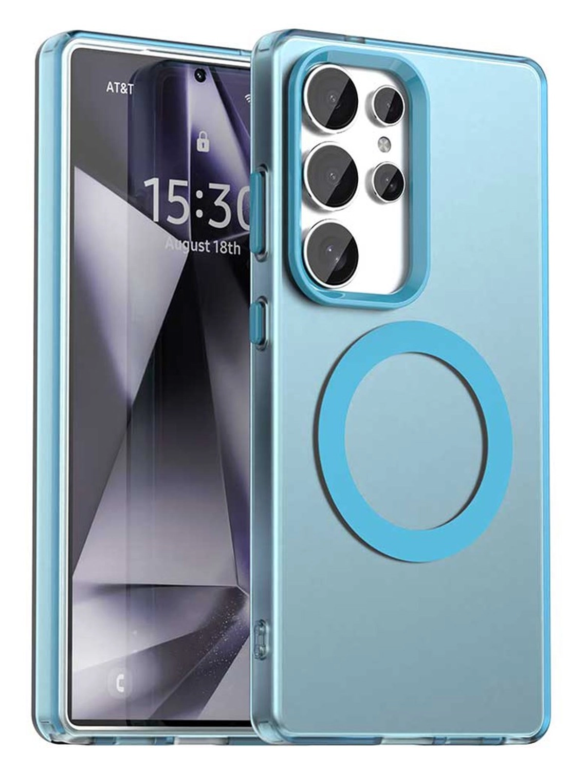 Samsung Galaxy S25 Ultra Hoesje MagSafe Backcover Semi-Transparant & Blauw afbeelding 1