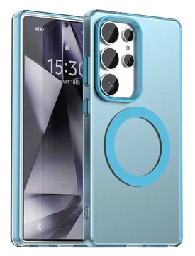 Samsung Galaxy S25 Ultra Hoesje MagSafe Backcover Semi-Transparant & Blauw