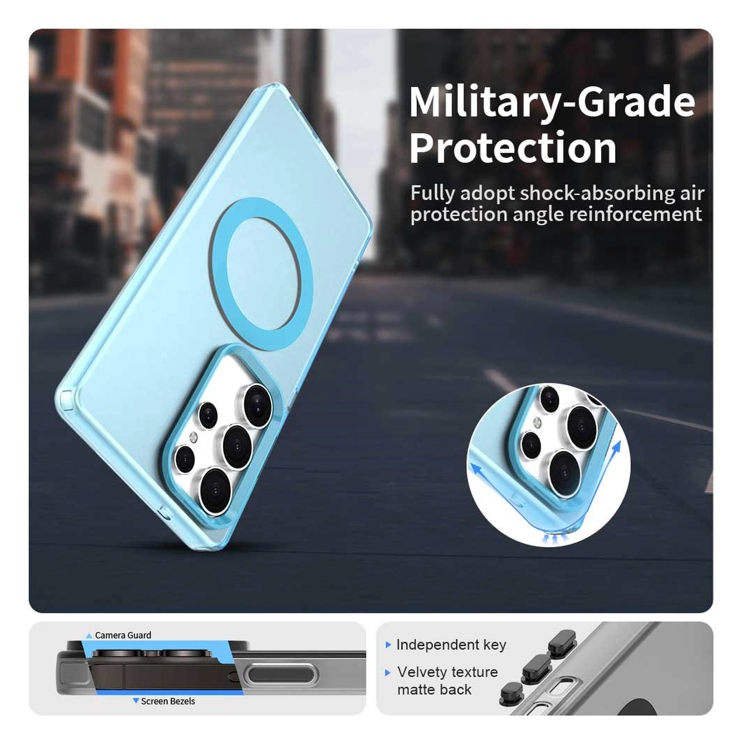 Samsung Galaxy S25 Ultra Hoesje MagSafe Backcover Semi-Transparant & Blauw afbeelding 4