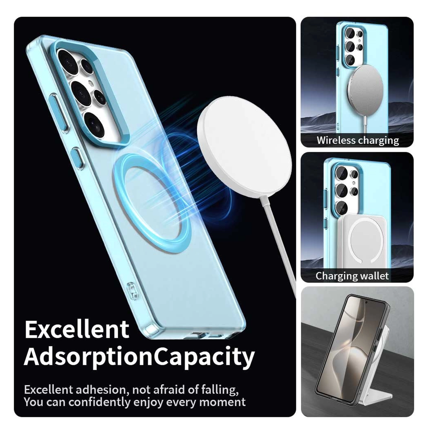 Samsung Galaxy S25 Ultra Hoesje MagSafe Backcover Semi-Transparant & Blauw afbeelding 6