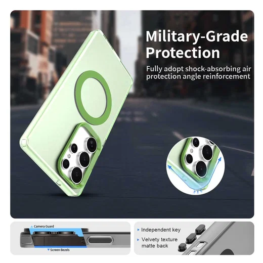 Samsung Galaxy S25 Ultra Hoesje MagSafe Backcover Semi-Transparant & Groen afbeelding 4