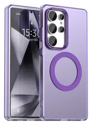 Samsung Galaxy S25 Ultra Hoesje MagSafe Backcover Semi-Transparant & Paars afbeelding