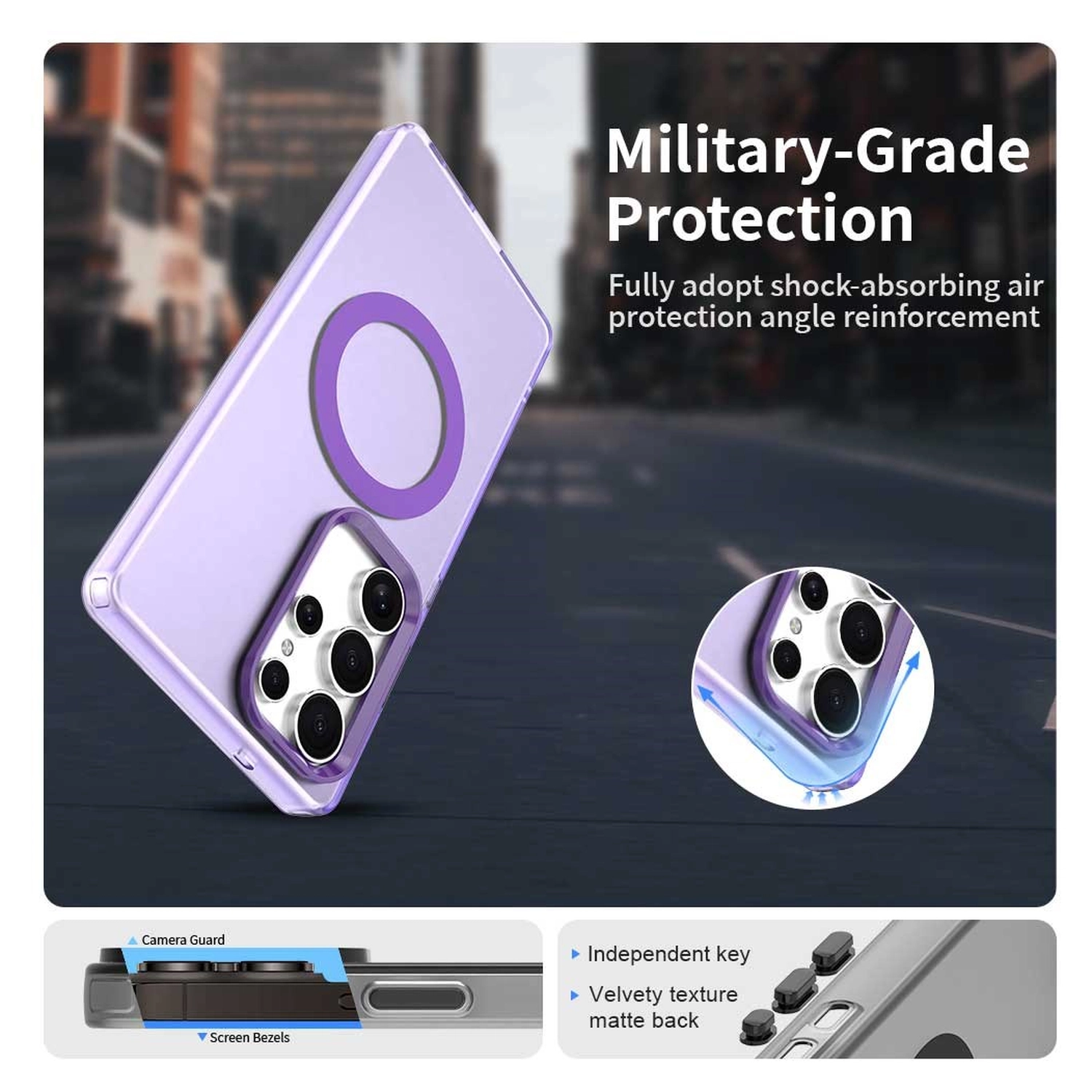 Samsung Galaxy S25 Ultra Hoesje MagSafe Backcover Semi-Transparant & Paars afbeelding 4