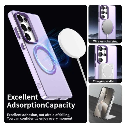 Samsung Galaxy S25 Ultra Hoesje MagSafe Backcover Semi-Transparant & Paars afbeelding 6
