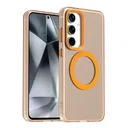 Samsung Galaxy S25 / S24 Hoesje MagSafe Backcover Semi-Transparant & Oranje