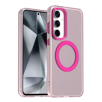 Samsung Galaxy S25 / S24 Hoesje MagSafe Backcover Semi-Transparant & Roze