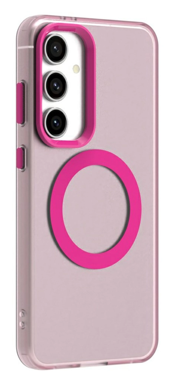 Samsung Galaxy S25 / S24 Hoesje MagSafe Backcover Semi-Transparant & Roze afbeelding 6