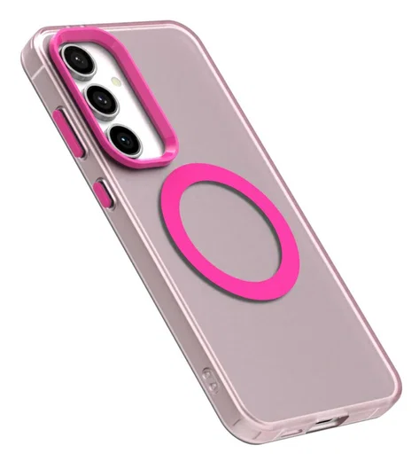 Samsung Galaxy S25 / S24 Hoesje MagSafe Backcover Semi-Transparant & Roze afbeelding 8