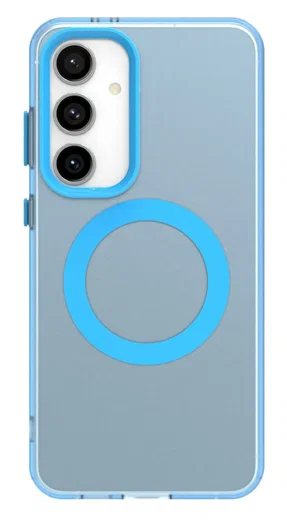 Samsung Galaxy S25 / S24 Hoesje MagSafe Backcover Semi-Transparant & Blauw afbeelding 2