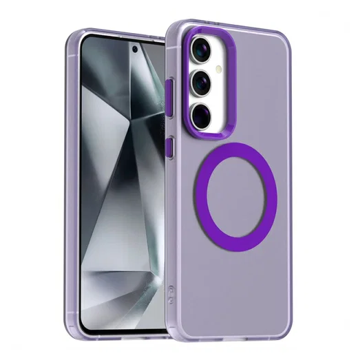 Samsung Galaxy S25 / S24 Hoesje MagSafe Backcover Semi-Transparant & Paars afbeelding 1