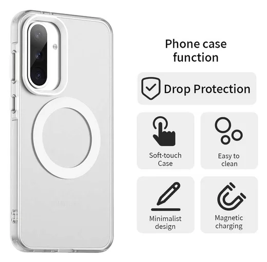 Samsung Galaxy A56 / A36 Hoesje MagSafe Backcover Semi-Transparant & Wit afbeelding 2