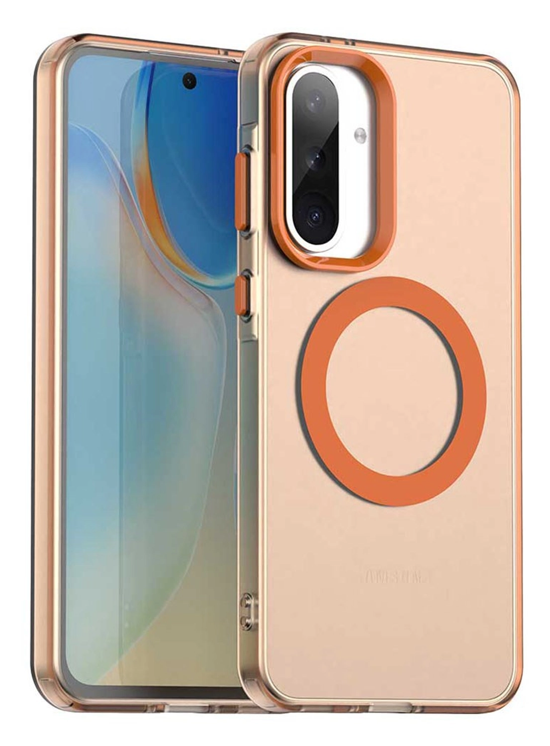 Samsung Galaxy A56 / A36 Hoesje MagSafe Backcover Semi-Transparant & Oranje afbeelding 1