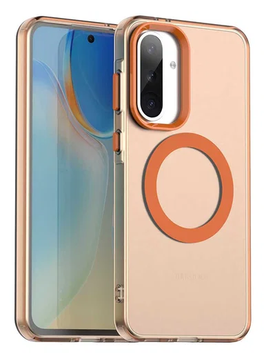 Samsung Galaxy A56 / A36 Hoesje MagSafe Backcover Semi-Transparant & Oranje afbeelding 1