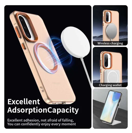 Samsung Galaxy A56 / A36 Hoesje MagSafe Backcover Semi-Transparant & Oranje afbeelding 6