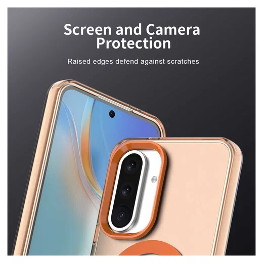 Samsung Galaxy A56 / A36 Hoesje MagSafe Backcover Semi-Transparant & Oranje afbeelding 8