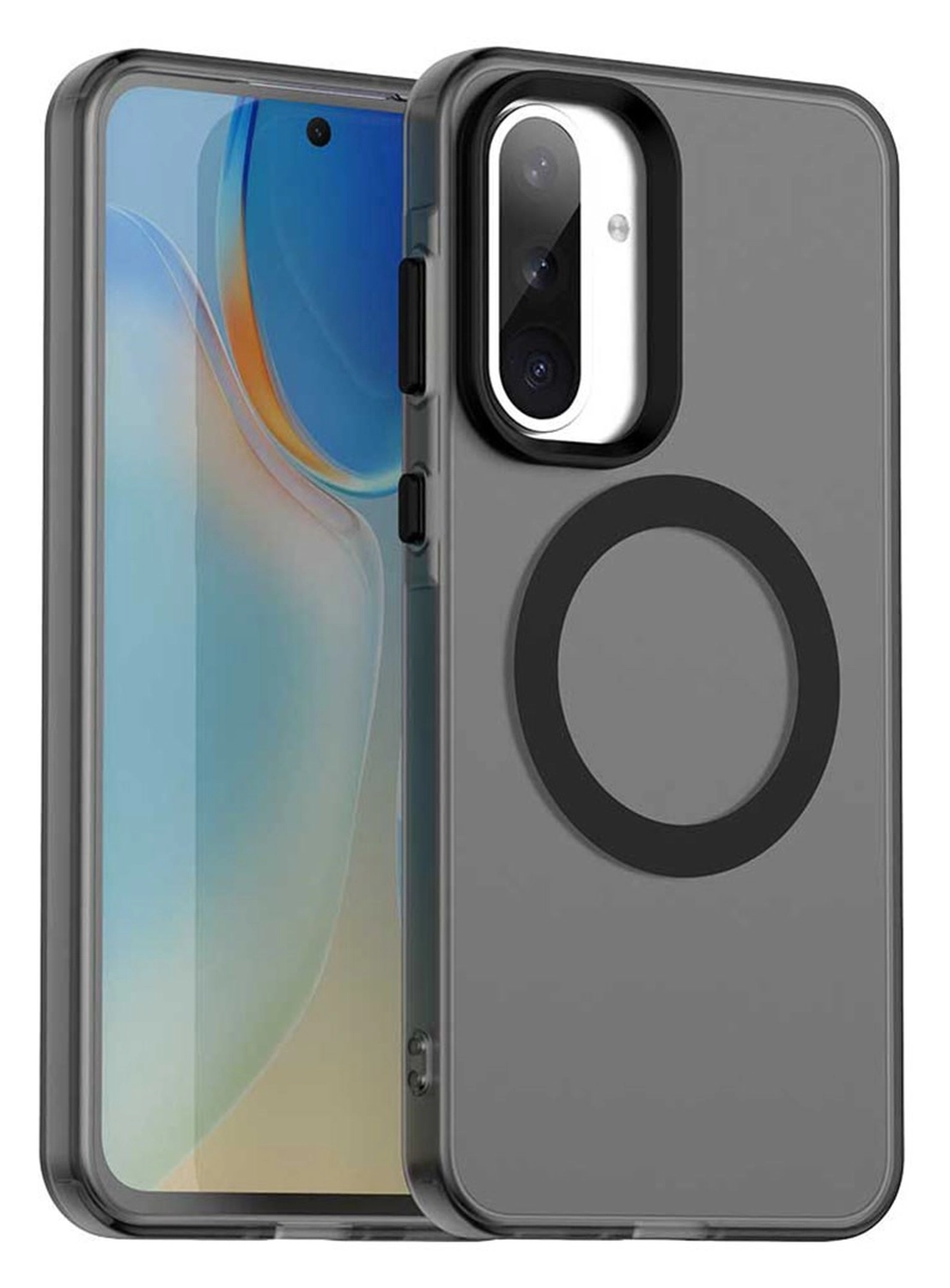 Samsung Galaxy A56 / A36 Hoesje MagSafe Backcover Semi-Transparant & Zwart afbeelding 1