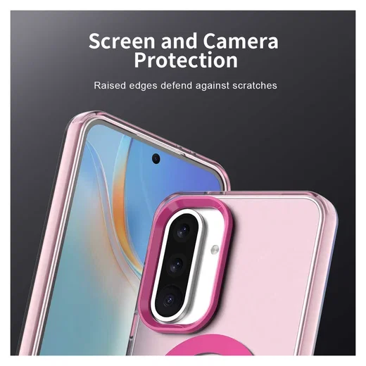 Samsung Galaxy A56 / A36 Hoesje MagSafe Backcover Semi-Transparant & Roze afbeelding 8