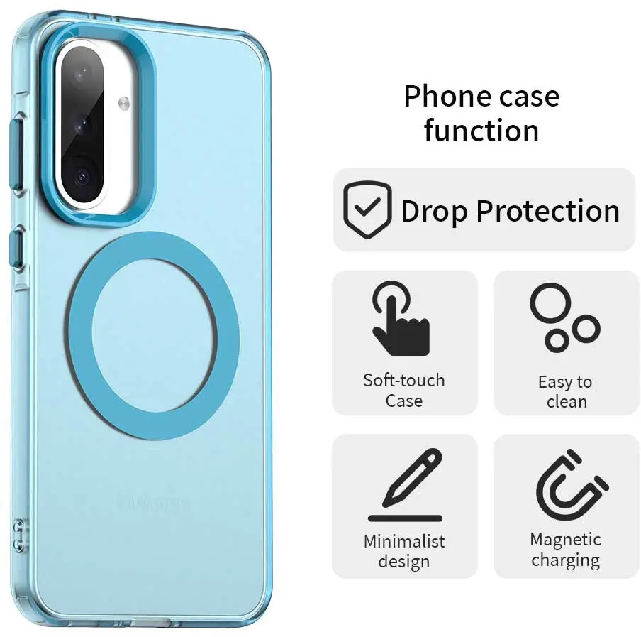 Samsung Galaxy A56 / A36 Hoesje MagSafe Backcover Semi-Transparant & Blauw afbeelding 5