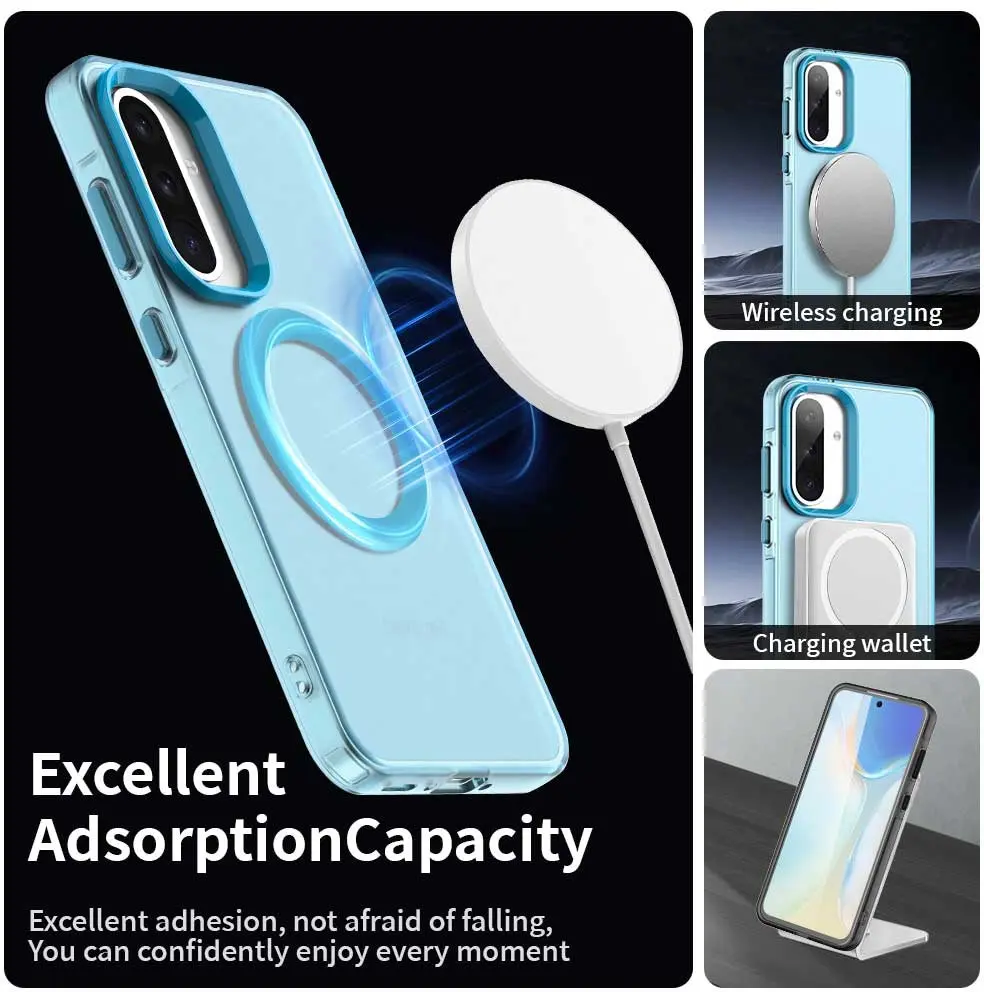 Samsung Galaxy A56 / A36 Hoesje MagSafe Backcover Semi-Transparant & Blauw afbeelding 3