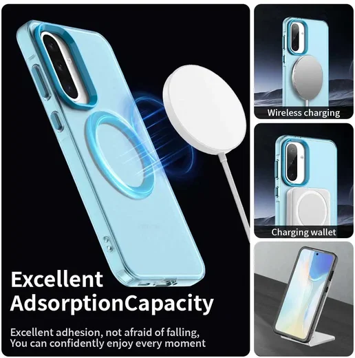Samsung Galaxy A56 / A36 Hoesje MagSafe Backcover Semi-Transparant & Blauw afbeelding 3