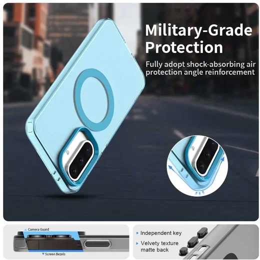 Samsung Galaxy A56 / A36 Hoesje MagSafe Backcover Semi-Transparant & Blauw afbeelding 2
