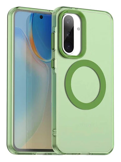Samsung Galaxy A56 / A36 Hoesje MagSafe Backcover Semi-Transparant & Groen afbeelding 1