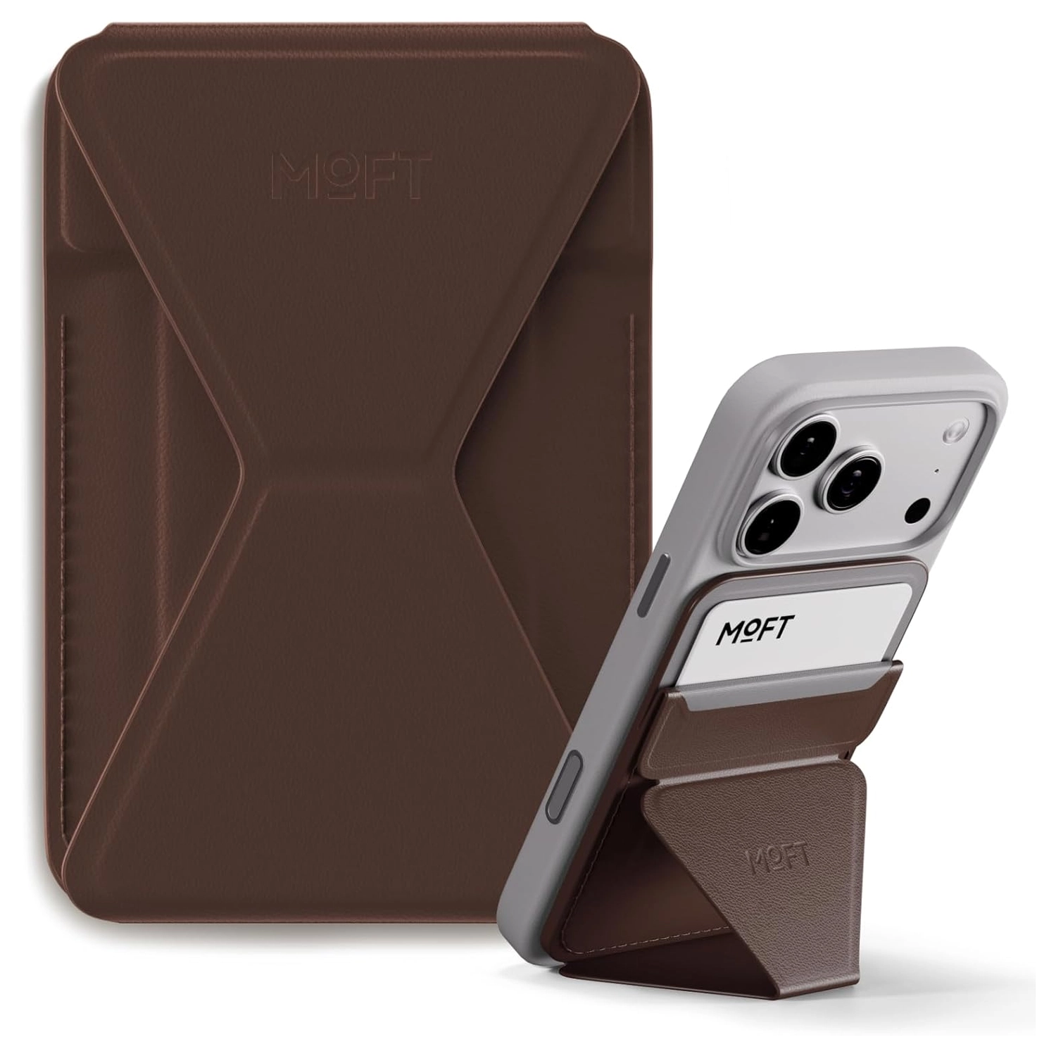 MOFT MOVAS Snap-On MagSafe Kaarthouder Vegan Leer Pasjeshouder Bruin afbeelding 1