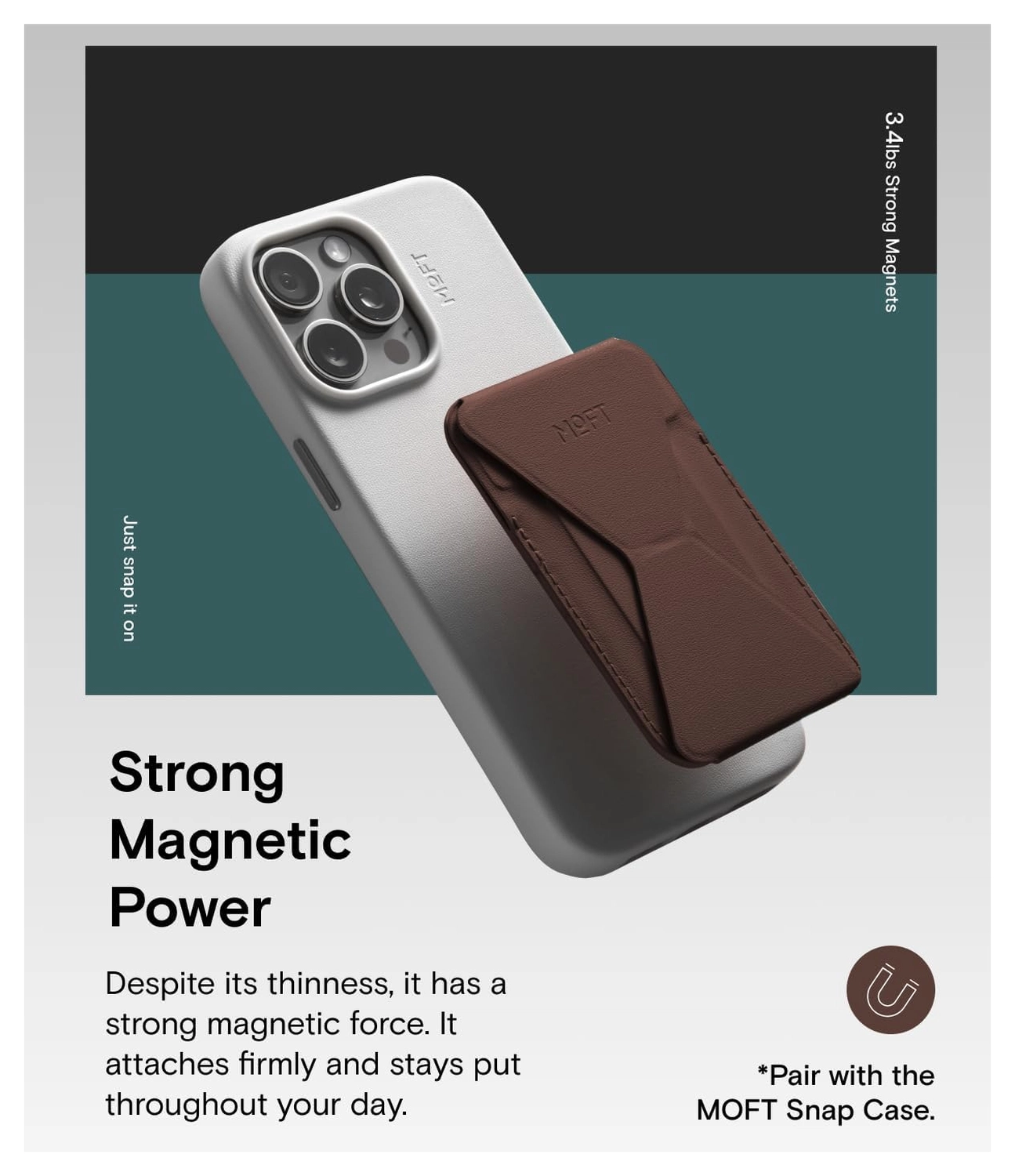 MOFT MOVAS Snap-On MagSafe Kaarthouder Vegan Leer Pasjeshouder Bruin afbeelding 4