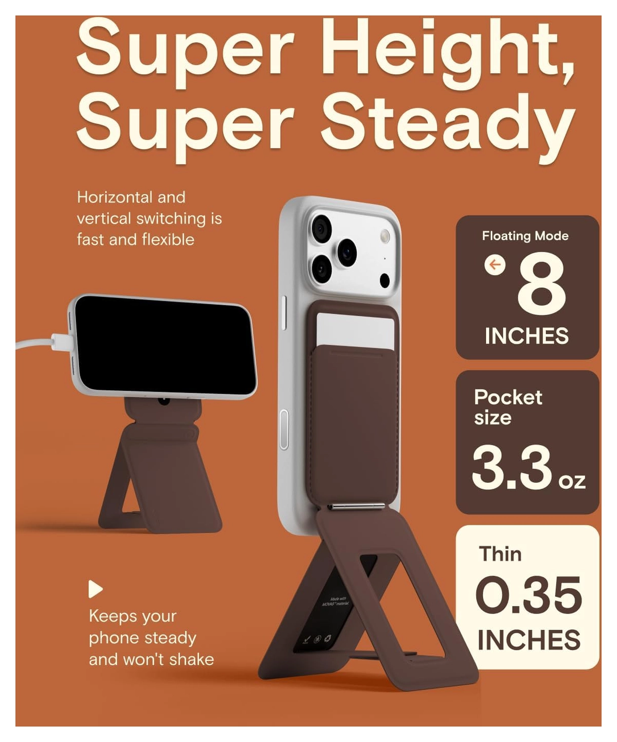 MOFT Tripod Wallet MOVAS MagSafe Kaarthouder met Uitklapbare Standaard Bruin afbeelding 7