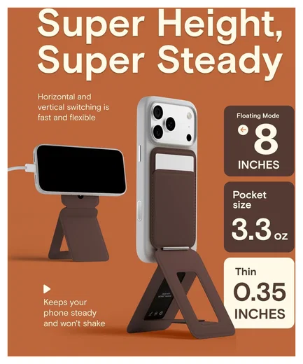 MOFT Tripod Wallet MOVAS MagSafe Kaarthouder met Uitklapbare Standaard Bruin afbeelding 7