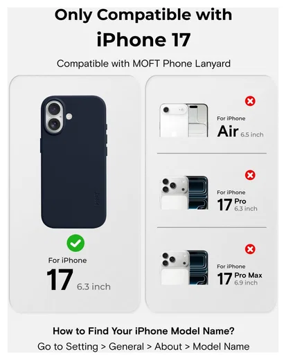 MOFT MOVAS Snap iPhone 17 Hoesje MagSafe Vegan Leer Back Cover Navy afbeelding 2